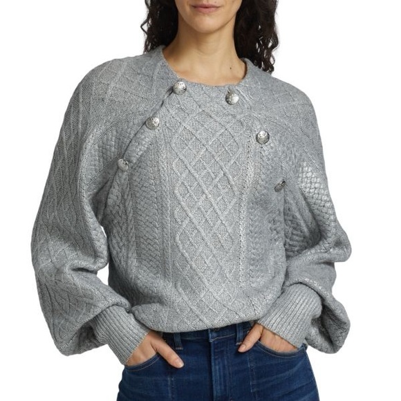 VERONICA BEARD Grady Merino Wool Blend Sweater in Silver